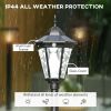 Outsunny Solar Post Light 94.5" Outdoor Vintage Street Lamp Solar Powered for Garden Pathway Driveway Black - Black