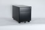 2 Drawer Mobile File Cabinet with Lock Metal Filing Cabinet for Legal/Letter/A4/F4 Size, Fully Assembled Include Wheels, Home/Office Design - biack