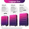 Hardshell Luggage Sets 3 Piece Gradient Color Expandable Suitcase with Spinner Wheels and TSA Lock Lightweight 20" 24" 28" Available,Pink and Yellow -