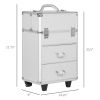 HOMCOM Rolling Makeup Train Case, Large Storage Cosmetic Trolley, Lockable Traveling Cart Trunk with Folding Trays, Swivel Wheels and Keys, Silver - S