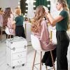 Rolling Makeup Train Case, Large Storage Cosmetic Trolley, Lockable Traveling Cart Trunk with Folding Trays, Swivel Wheels and Keys, Silver - Silver