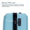 3 Piece Luggage Sets ABS Lightweight Suitcase with Two Hooks, Spinner Wheels, TSA Lock, (20/24/28) Green - as Pic