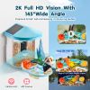VEVOR Smart Bird Feeder with Camera 2K HD AI Identify Bird Species Solar-Powered - 2 Panels on Roof Side - Blue