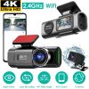 4K Front + 1080P Rear Mini Dash Cam w/ WiFi & Free 64 GB Card | 140Â°/120Â° Wide-Angle Loop Recording | G-Sensor, Night Vision, Aluminum Alloy