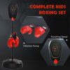 Qaba Punching Bag for Kids, Punching Bag with Stand, Boxing Gloves for 5-10 Year Old, Adjustable Kids Boxing Bag, Children Boxing Set, Sports Toy for