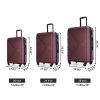 3 Piece Luggage Sets ABS Lightweight Suitcase with Two Hooks, Spinner Wheels, TSA Lock, (20/24/28) Wine Red - as Pic