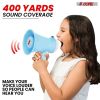 5 Core Megaphone Bullhorn Speaker 15W Mini Battery Power Bull horn w Siren 400 Yard Range - HW 1 - HW 1 SKY BLU