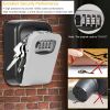Key Lock Box Keys Storage Lock Box with 4 Digits Combination Resettable Codes Wall Mounted Outdoor Waterproof Cover - Grey