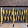 Metal Expandable Barricade, 23FT Traffic Barricade with Casters, Retractable Security Gate, Portable Driveway Gate Outdoor Barricade Fence for Constru