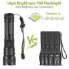 Tactical LED Flashlight Zoomable Rechargeable Search Light Torch 50000LM with 5Modes SOS Night Light For Night Walking Adventures - Flashlight