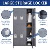 6 Door 72"H Metal Lockers With Lock for Employees,Storage Locker Cabinet for Home Gym Office School Garage,Gray - as Pic