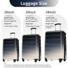 Hardshell Luggage Sets 3 Piece Gradient Color Expandable Suitcase with Spinner Wheels and TSA Lock Lightweight 20" 24" 28" Available,Gradient Black -