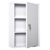 Kleankin Medicine Cabinet Steel Wall Mount 24x16 3-Tier Storage Lockable White - White