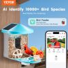 VEVOR Smart Bird Feeder with Camera 2K HD AI Identify Bird Species Solar-Powered - 2 Panels on Roof Side - Blue