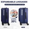 Luggage,with front opening,TSA approved lock,hardshell suitcase,Blue - as Pic