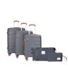 5 Piece Suitcase Set, PP Hardshell Carry on Suitcase Set, Travel Suitcases with Silent plane wheeland TSA Lock DARK GREY. - as Pic