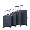 luggage 4-piece ABS lightweight suitcase with rotating wheels, 24 inch and 28 inch with TSA lock, (16/20/24/28) BLACK - as Pic