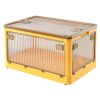 Foldable Storage Bins with Lid 4 Doors Collapsible Stackable Closet Organizer Containers with Lock 4Pcs Wheels - Yellow - L