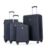luggage 4-piece ABS lightweight suitcase with rotating wheels, 24 inch and 28 inch with TSA lock, (16/20/24/28) BLACK - as Pic
