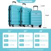 Expandable 3 Piece Luggage Sets PC Lightweight & Durable Suitcase with Two Hooks, Spinner Wheels, TSA Lock, (21/25/29) AQUA BLUE - as Pic