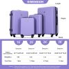 luggage 4-piece ABS lightweight suitcase with rotating wheels, 24 inch and 28 inch with TSA lock, (16/20/24/28) LIGHT PURPLE - as Pic