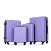 luggage 4-piece ABS lightweight suitcase with rotating wheels, 24 inch and 28 inch with TSA lock, (16/20/24/28) LIGHT PURPLE - as Pic