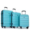 Expandable 3 Piece Luggage Sets PC Lightweight & Durable Suitcase with Two Hooks, Spinner Wheels, TSA Lock, (21/25/29) AQUA BLUE - as Pic