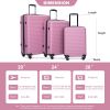 3 Piece Luggage Sets ABS Lightweight Suitcase with Two Hooks, Spinner Wheels, TSA Lock, (20/24/28) PINK - as Pic