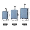 3 Piece Luggage Sets ABS Lightweight Suitcase with Two Hooks;  Spinner Wheels;  TSA Lock;  (20/24/28) - Blue