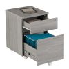 Techni Mobili Rolling Two Drawer Vertical Filing Cabinet with Lock and Storage, Grey - as Pic