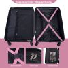 3 Piece Luggage Sets ABS Lightweight Suitcase with Two Hooks, Spinner Wheels, TSA Lock, (20/24/28) PINK - as Pic