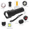 LED Rechargeable Flashlight Zoomable Aluminum Alloy Flashlight Torch - Black