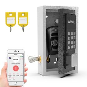 WeHere Wireless Smart Key Lock Box with APP, Electronic Lock Box for House Wall Mount, use Bluetooth/One-Time Password/Fixed Code Unlock (Color: black)