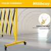 Metal Expandable Barricade,Folding Security Gate Safety Barrier with Casters,Mobile Barrier Gate, Adjustable Traffic Fence for Road Construction